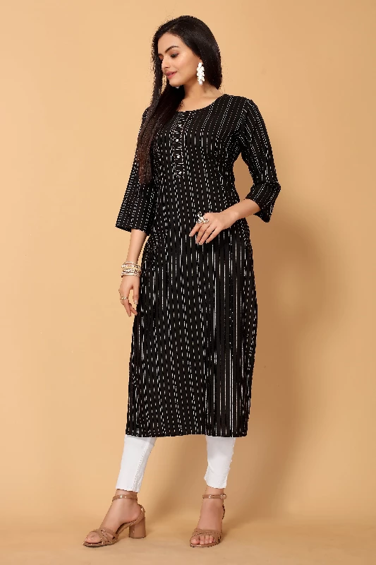 Traditional Function Wear Poly Cotton Readymade Kurti, Black-2.webp